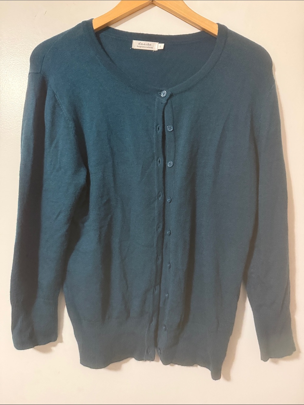 Teal Button-Front Women's Cardigan Sweater